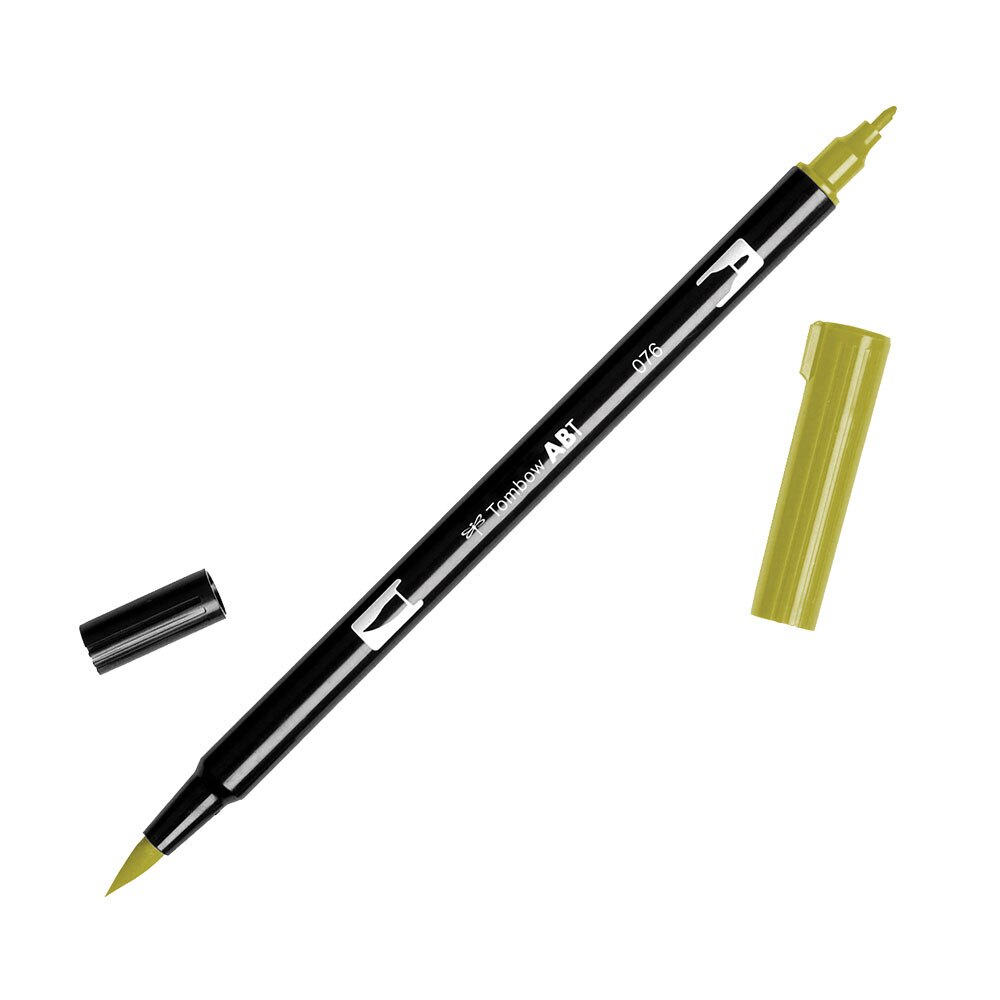 Tombow Dual-Tip Brush Marker Pen – Green Ochre